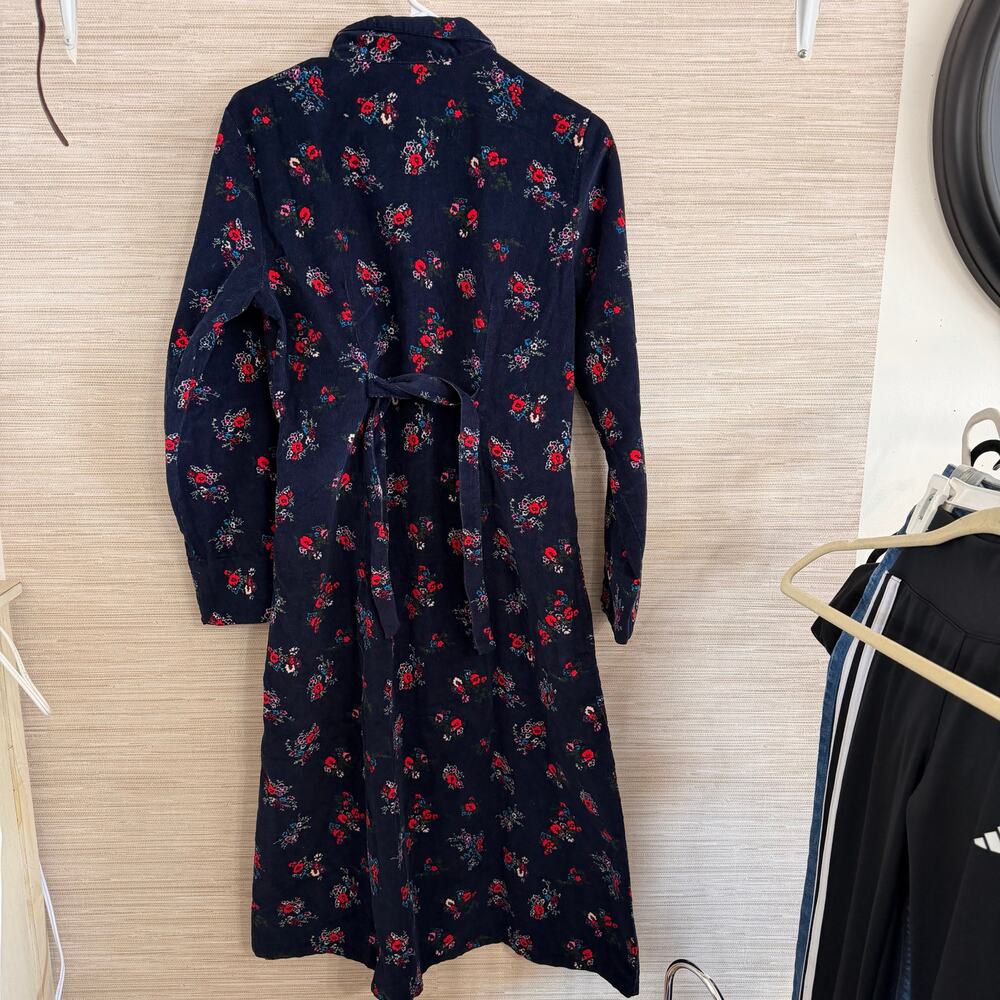 The Vermont Country Store Pintuck Cotton Corduroy dress Navy Floral MP NWT - Picture 4 of 7